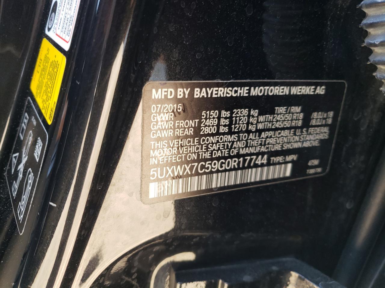 5UXWX7C59G0R17744 2016 BMW X3 xDrive35I