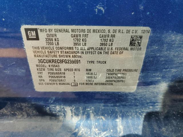 2015 CHEVROLET 1500 SILVE - 3GCUKREC8FG239691