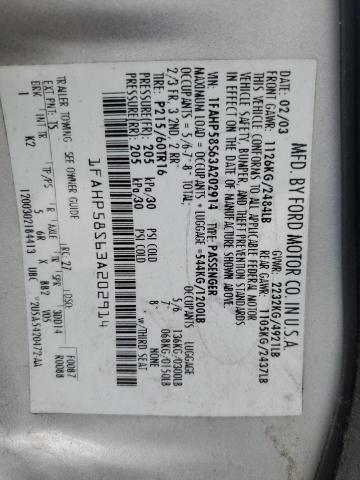 2003 Ford Taurus Se VIN: 1FAHP58S63A202914 Lot: 62835104