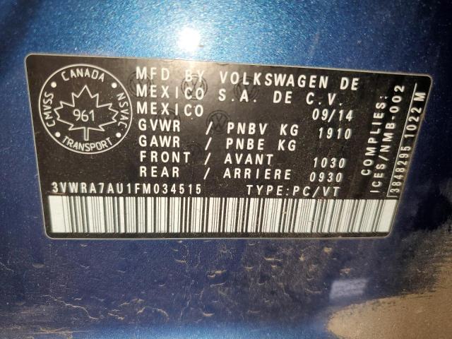 2015 VOLKSWAGEN GOLF TDI 3VWRA7AU1FM034515