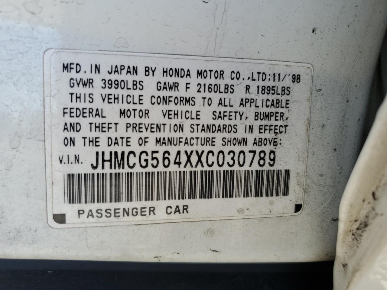 JHMCG564XXC030789 1999 Honda Accord Lx