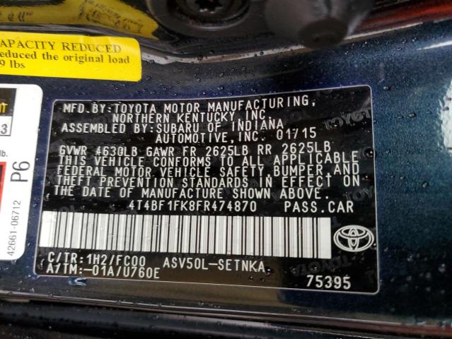 VIN 4T4BF1FK8FR474870 2015 Toyota Camry, LE no.12