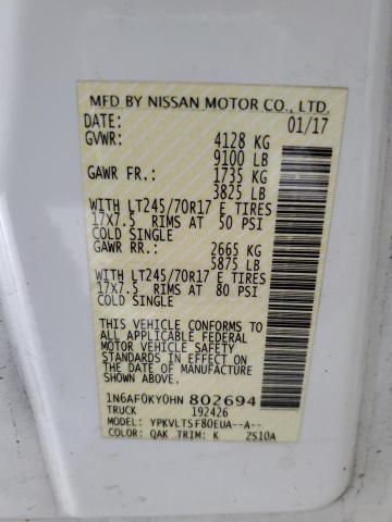 2017 NISSAN NV 2500 S - 1N6AF0KY0HN802694