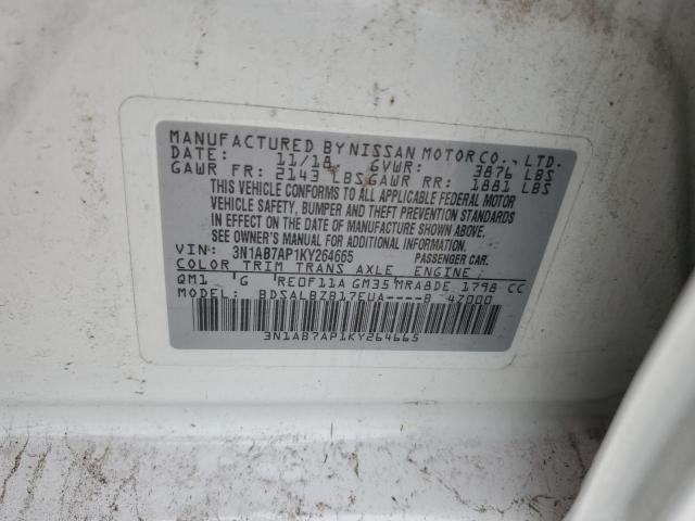 VIN 3N1AB7AP1KY264665 2019 Nissan Sentra, S no.12