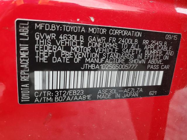 2016 Lexus Is 200T VIN: JTHBA1D25G5005777 Lot: 62590424