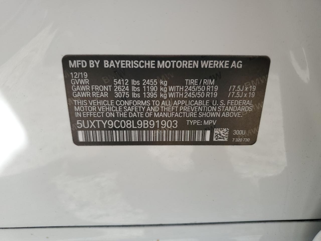 5UXTY9C08L9B91903 2020 BMW X3 xDrivem40I