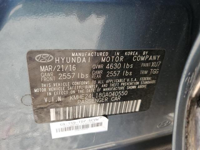 VIN KMHE24L18GA040550 2016 Hyundai Sonata, Hybrid no.13