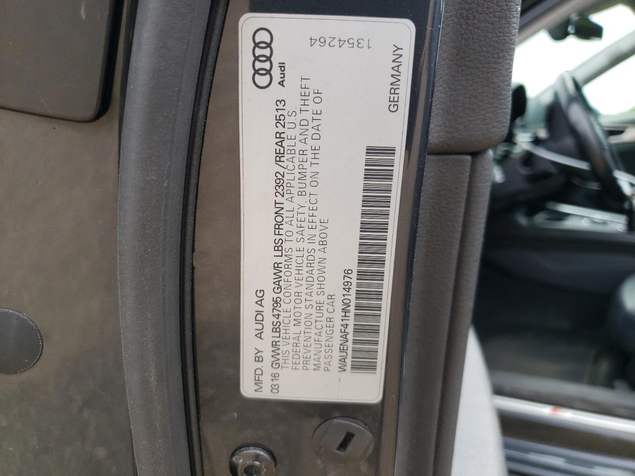 WAUENAF41HN014976 2017 Audi A4 Premium Plus