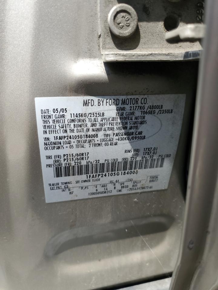 1FAFP24105G184008 2005 Ford Five Hundred Sel