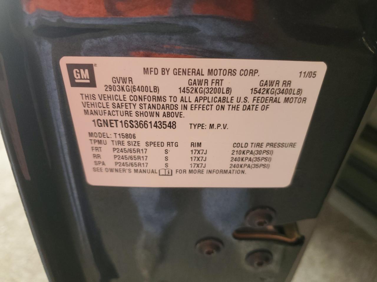 1GNET16S366143548 2006 Chevrolet Trailblazer Ext Ls