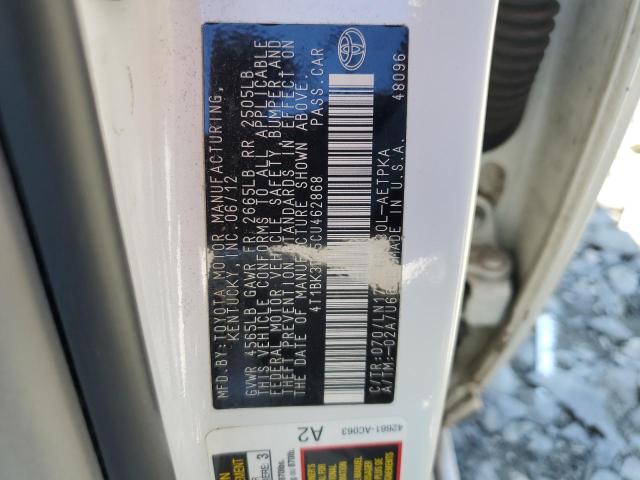 2012 Toyota Avalon Base VIN: 4T1BK3DB5CU462868 Lot: 61412544