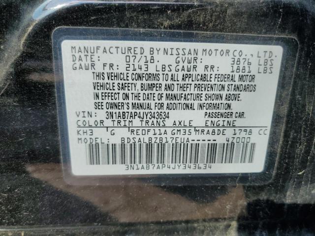 2018 Nissan Sentra S VIN: 3N1AB7AP4JY343634 Lot: 62364694