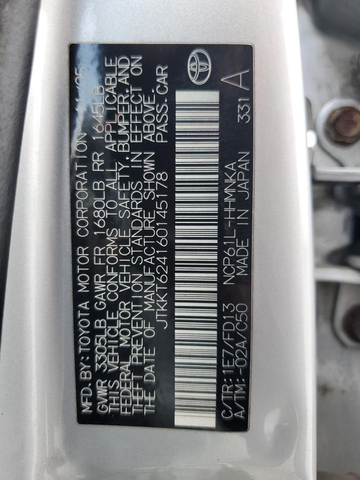 JTKKT624160145178 2006 Toyota Scion Xa JTKKT624160145178 2006 Toyota Scion Xa