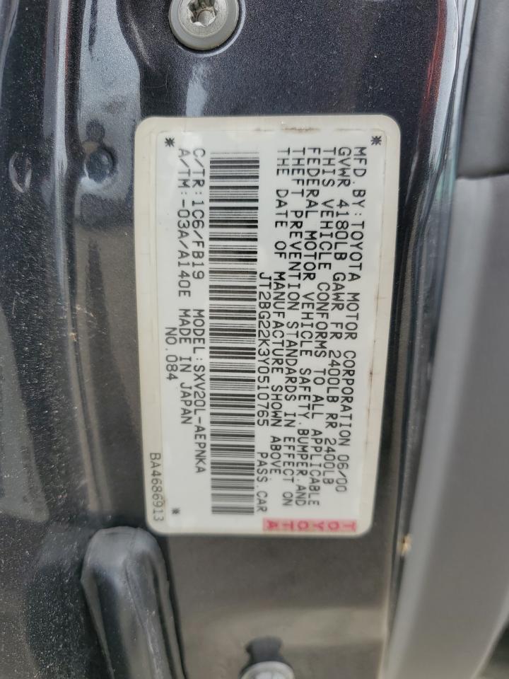 JT2BG22K3Y0510765 2000 Toyota Camry Ce