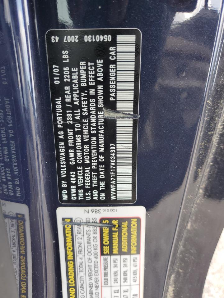 WVWFA71F17V034397 2007 Volkswagen Eos 2.0T Luxury