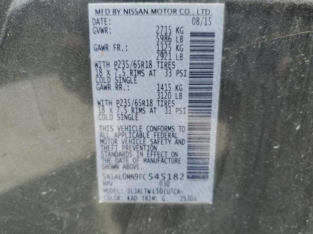 2015 INFINITI QX60 - 5N1AL0MN9FC545182