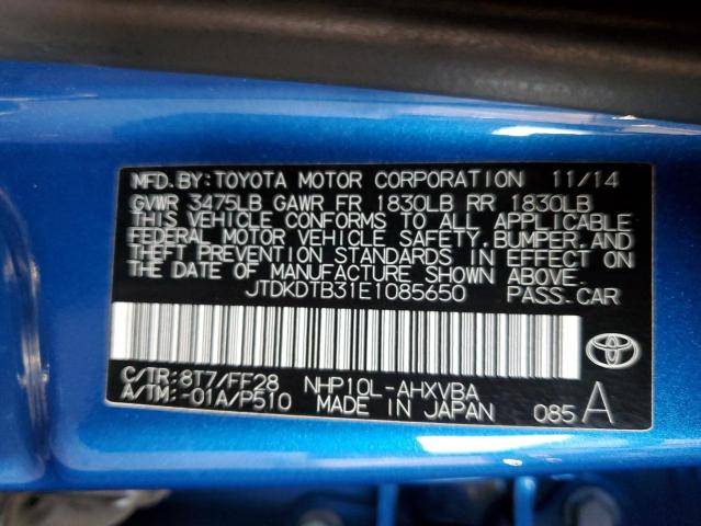 VIN JTDKDTB31E1085650 2014 Toyota Prius no.12