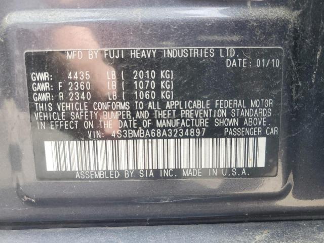 2010 Subaru Legacy 2.5I VIN: 4S3BMBA68A3234897 Lot: 62252374