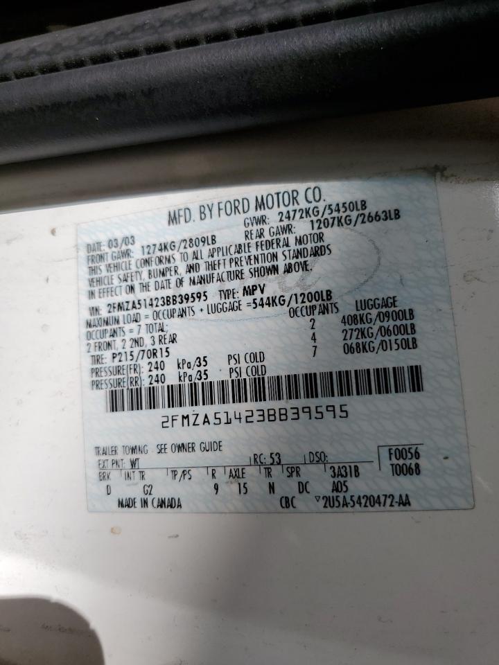 2FMZA51423BB39595 2003 Ford Windstar Lx