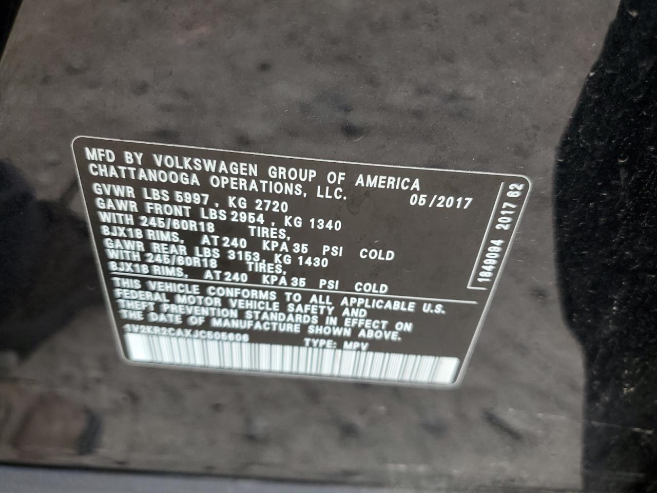 1V2KR2CAXJC505606 2018 Volkswagen Atlas Se