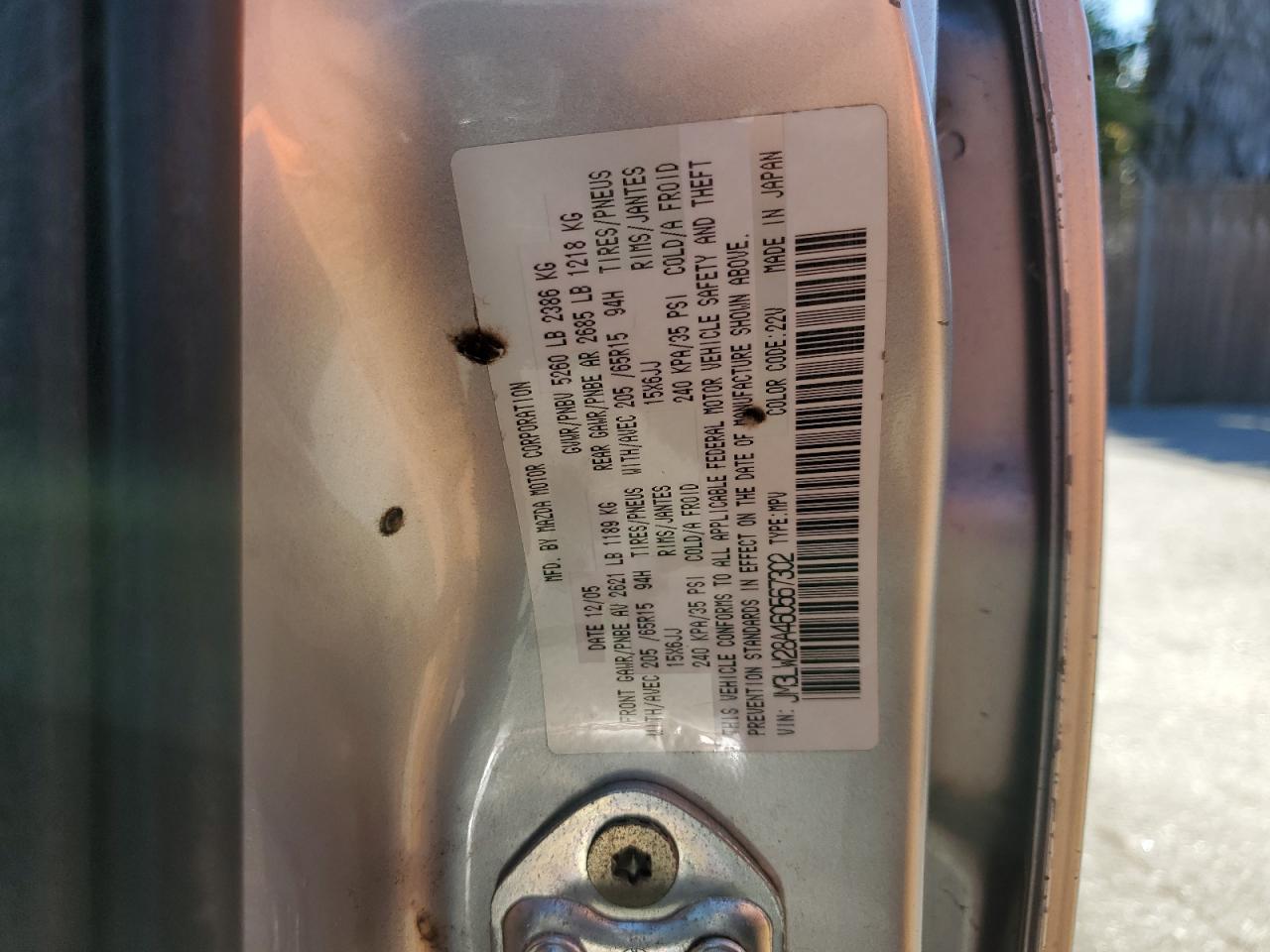 JM3LW28A460567302 2006 Mazda Mpv Wagon