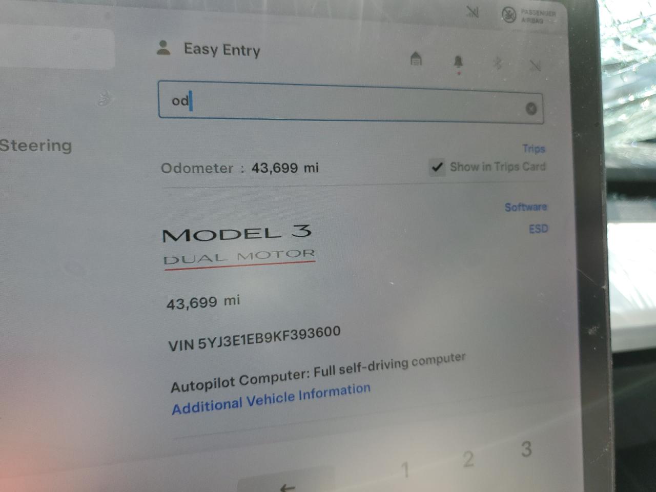 5YJ3E1EB9KF393600 2019 Tesla Model 3