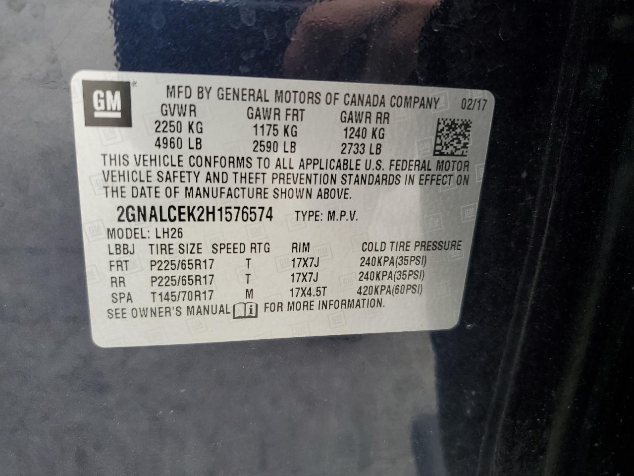 2GNALCEK2H1576574 CHEVROLET EQUINOX 2017