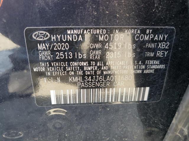 2020 Hyundai Sonata Hybrid VIN: KMHL34JJ6LA011680 Lot: 62117154