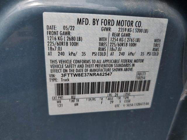 2022 FORD MAVERICK X 3FTTW8E37NRA62547  62988194