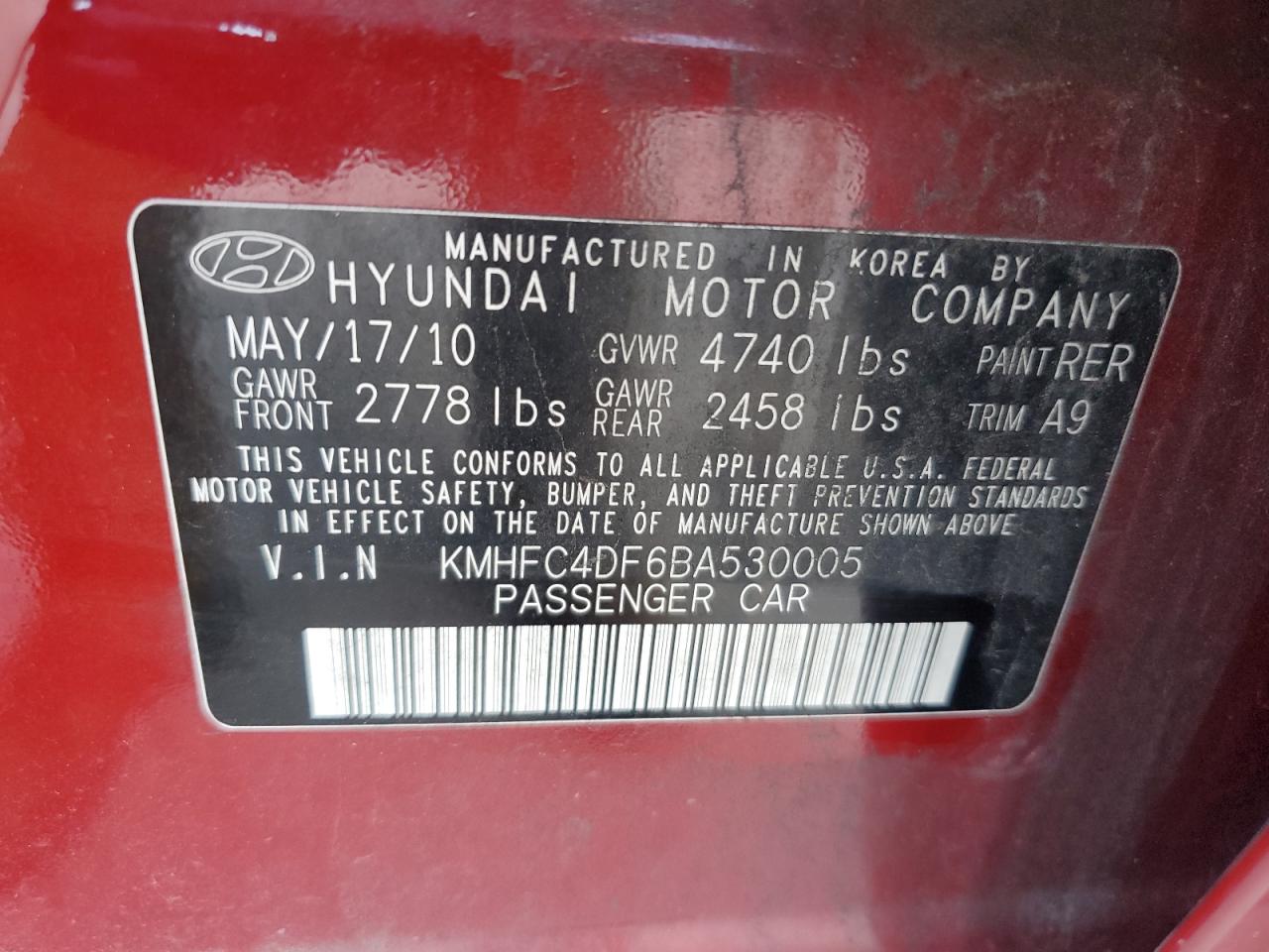 KMHFC4DF6BA530005 2011 Hyundai Azera Gls