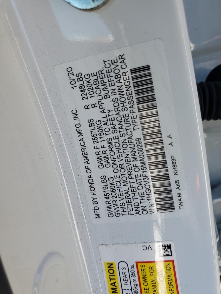 1HGCV3F15MA000299 2021 Honda Accord Hybrid