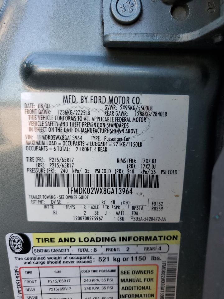 1FMDK02WX8GA13964 2008 Ford Taurus X Sel