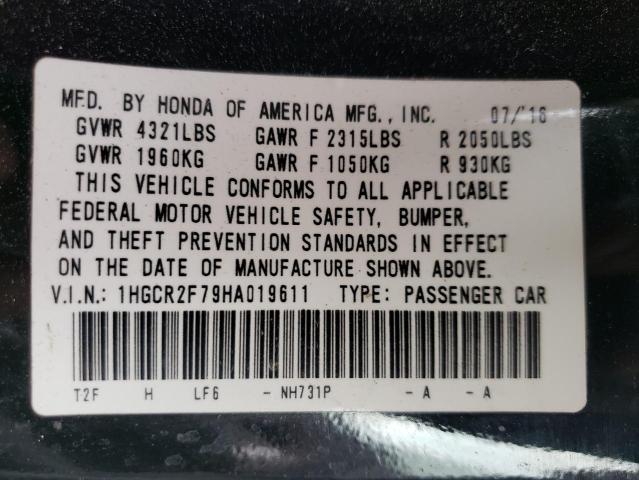 1HGCR2F79HA019611 2017 HONDA ACCORD - Image 12