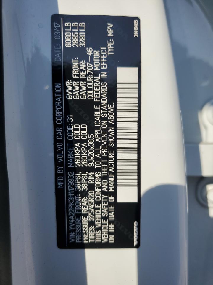 YV4A22PK3H1179932 2017 Volvo Xc90 T6