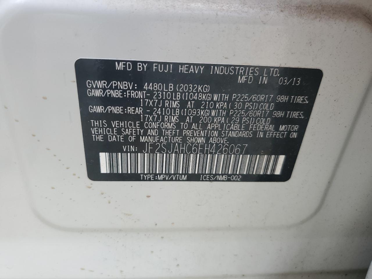 JF2SJAHC6EH426067 2014 Subaru Forester 2.5I Limited