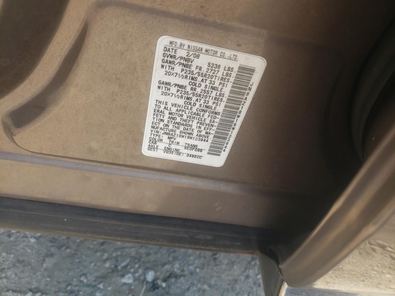 JN8AZ18W19W123944 2009 Nissan Murano S