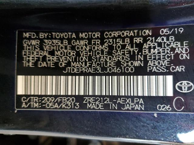 2020 TOYOTA COROLLA LE - JTDEPRAE3LJ046100