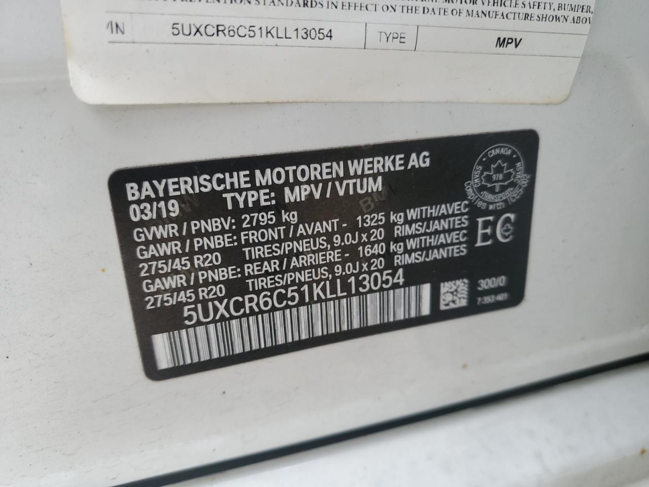 5UXCR6C51KLL13054 2019 BMW X5 xDrive40I