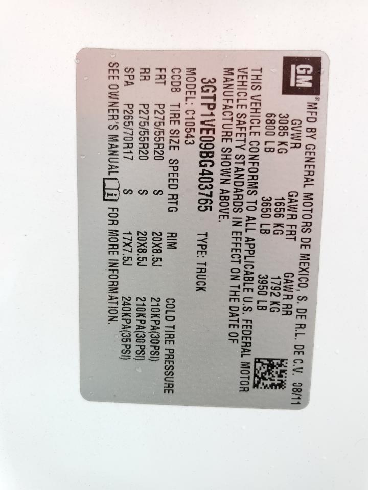 3GTP1VE09BG403765 2011 GMC Sierra C1500 Sle