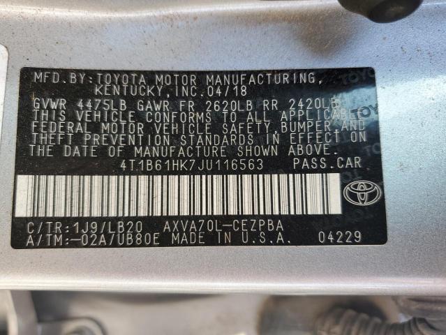 VIN 4T1B61HK7JU116563 2018 Toyota Camry, Xse no.12