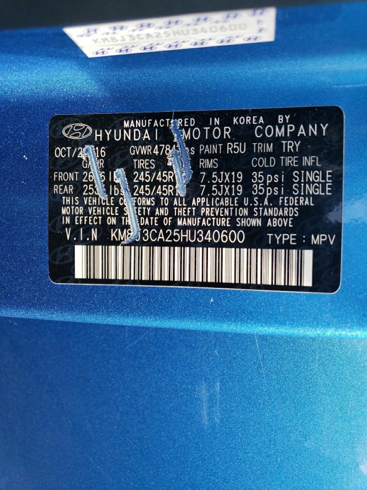 KM8J3CA25HU340600 2017 Hyundai Tucson Limited