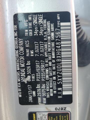 2017 HYUNDAI SANTA FE S - 5XYZUDLBXHG487567