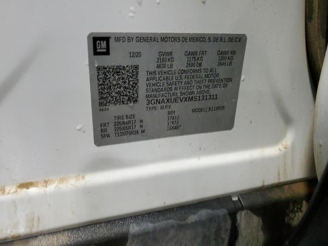 2021 Chevrolet Equinox Lt VIN: 3GNAXUEVXMS131311 Lot: 62689414