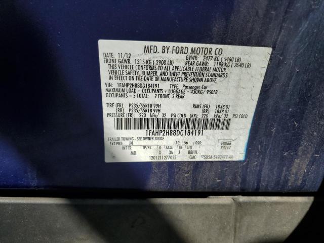 2013 Ford Taurus Sel VIN: 1FAHP2H88DG184191 Lot: 61521264