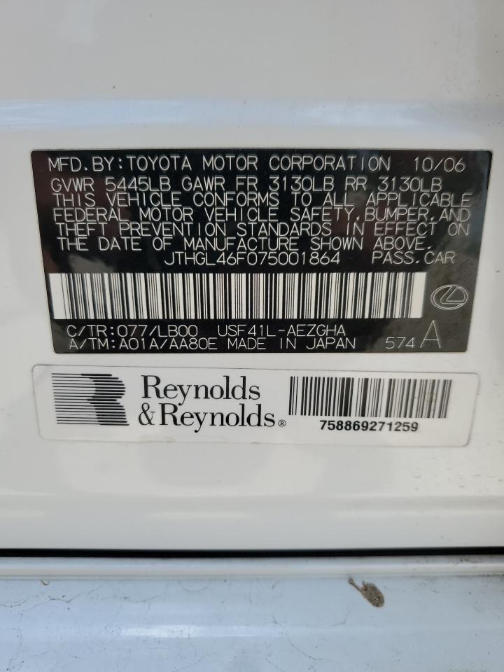 JTHGL46F075001864 2007 Lexus Ls 460L