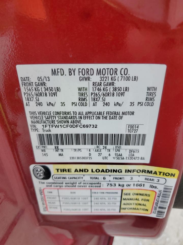 1FTFW1CF0DFC69732 2013 Ford F150 Supercrew