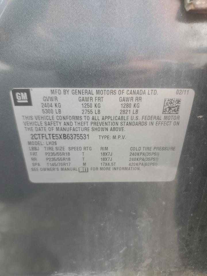 2CTFLTE5XB6375531 2011 GMC Terrain Sle