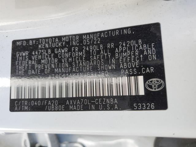 VIN 4T1C11AKXNU694160 2022 Toyota Camry, LE no.13