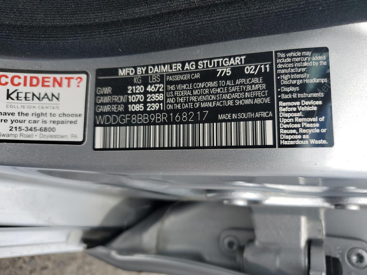 WDDGF8BB9BR168217 2011 Mercedes-Benz C 300 4Matic