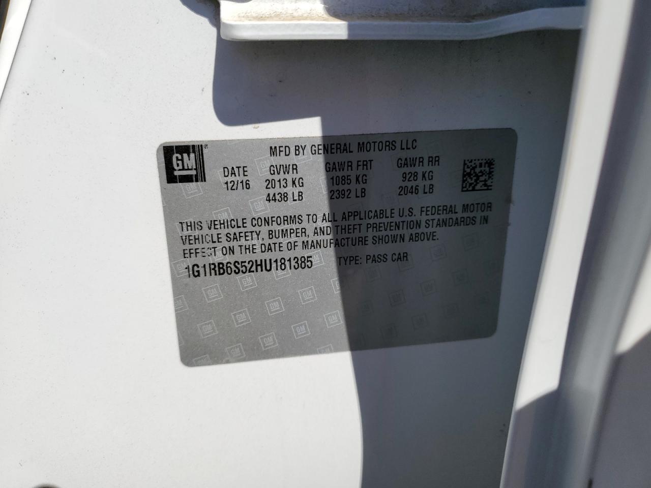 1G1RB6S52HU181385 2017 Chevrolet Volt Premier